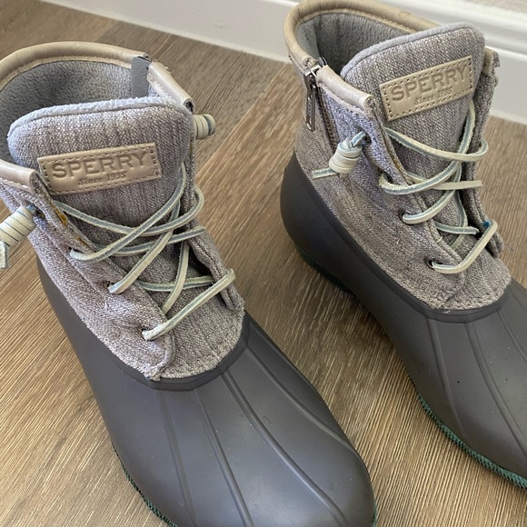 Sperry Gray and Green Duck Boots - Picture 2 of 11